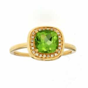 YELLOW GOLD PERIDOT & DIAMOND RING C4058X