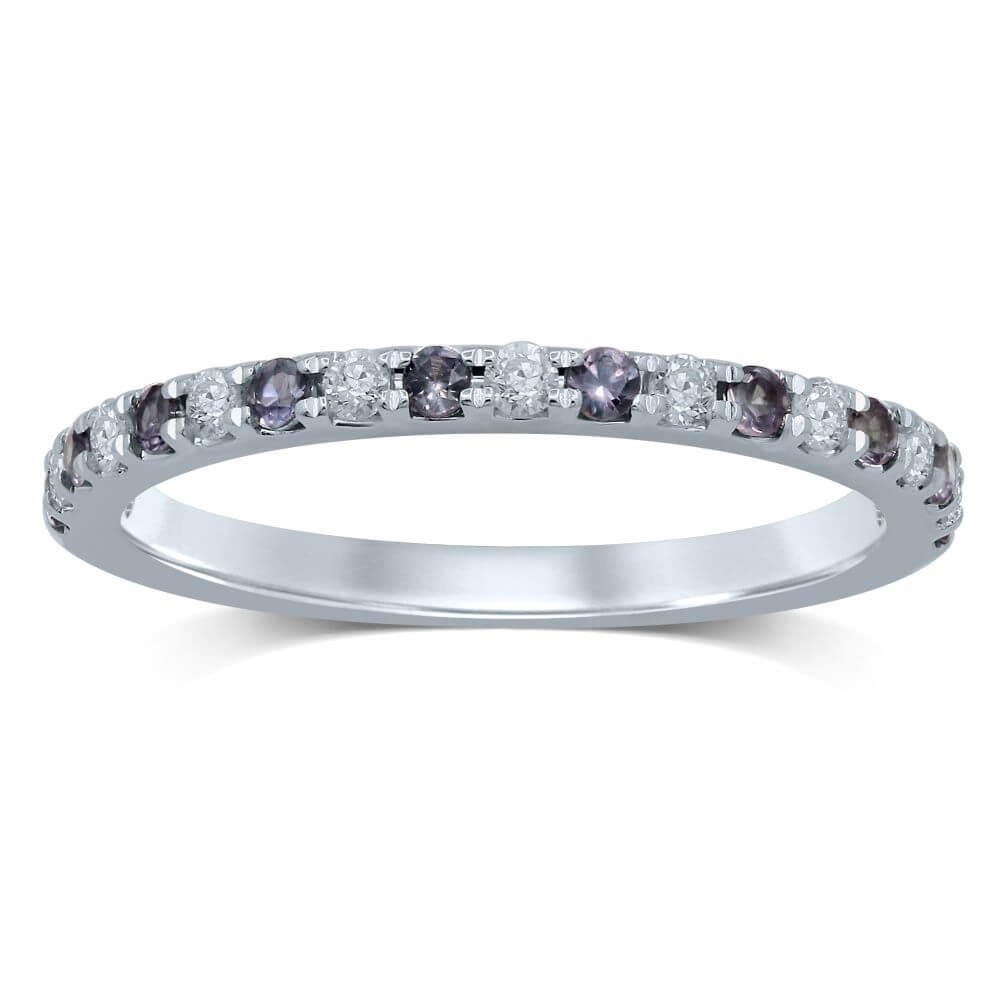 WHITE GOLD ALEXANDRITE & DIAMOND BAND M4778