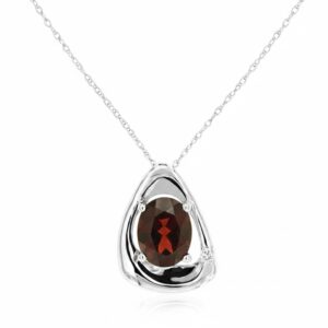 WHITE GOLD GARNET & DIAMOND PENDANT WC7934G