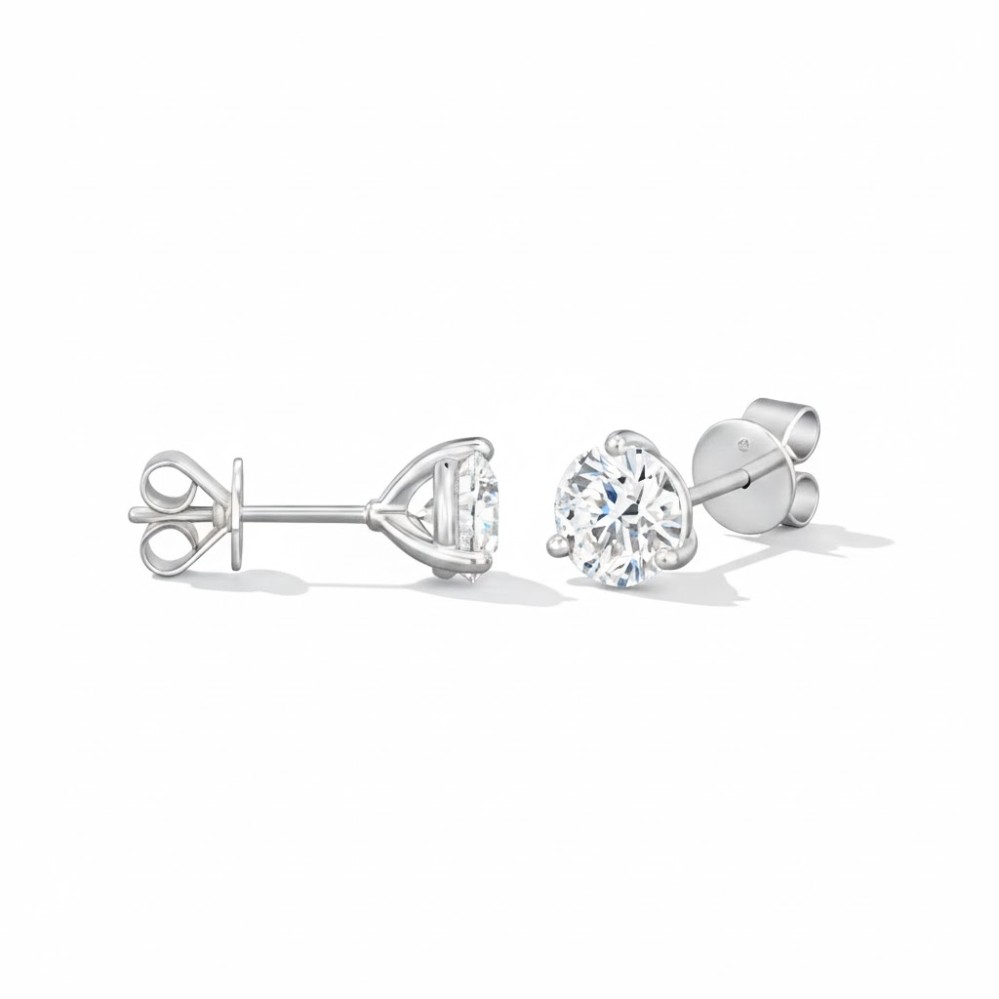 HEARTS ON FIRE THREE-PRONG STUD EARRINGS 3SIE00258W