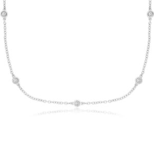 WHITE GOLD 9 STATION DIAMOND NECKLACE WC9066D