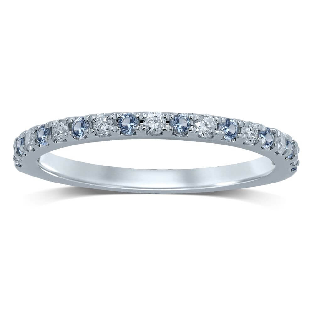 WHITE GOLD AQUAMARINE & DIAMOND BAND M4775