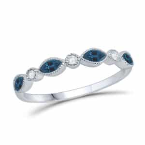 WHITE GOLD BLUE TOPAZ & DIAMOND RING M5437