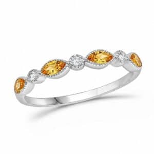 WHITE GOLD CITRINE & DIAMOND RING M5436