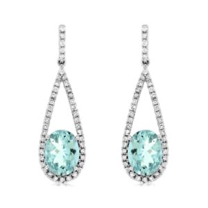 WHITE GOLD AQUAMARINE & DIAMOND EARRINGS WC7681Q