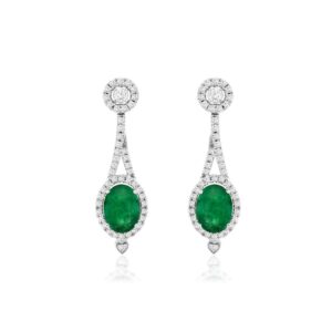 WHITE GOLD EMERALD & DIAMOND EARRINGS WH1098E