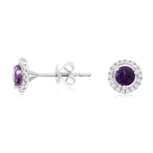 WHITE GOLD AMETHYST & DIAMOND EARRINGS WC6404A