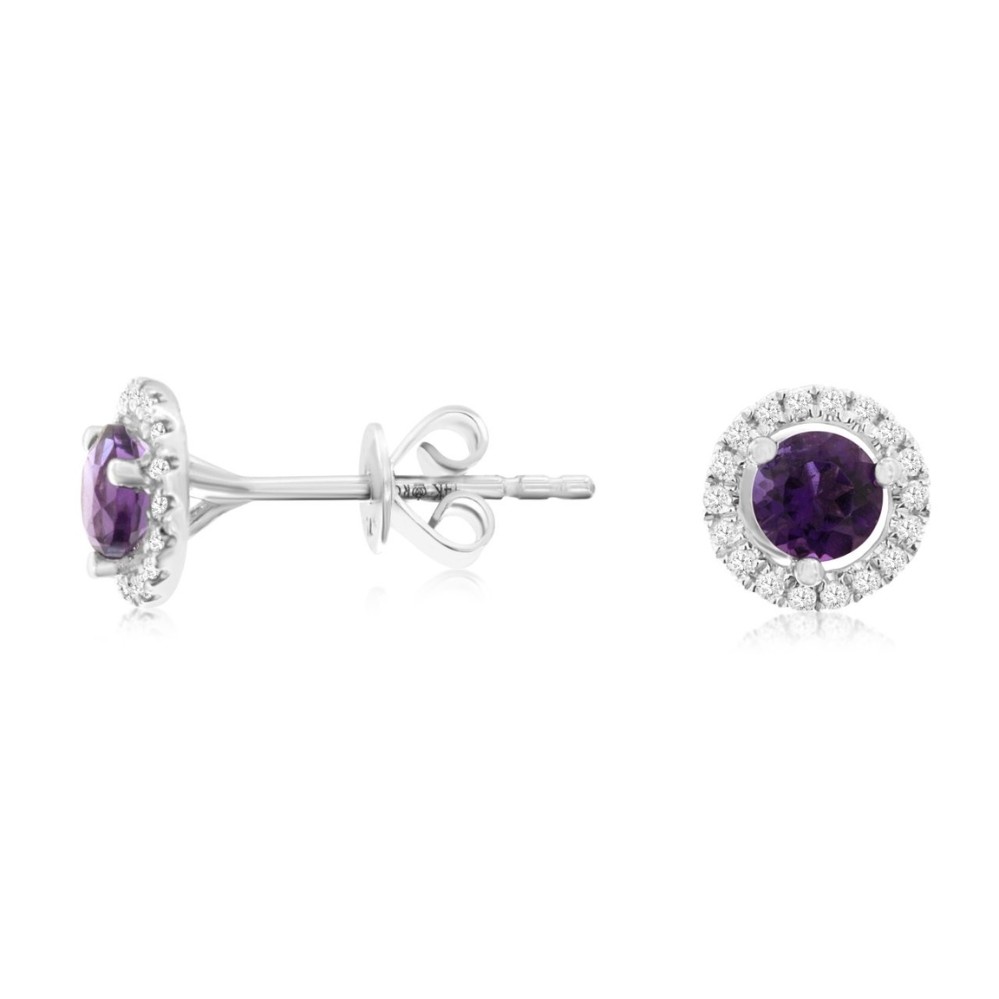 WHITE GOLD AMETHYST & DIAMOND EARRINGS WC6404A
