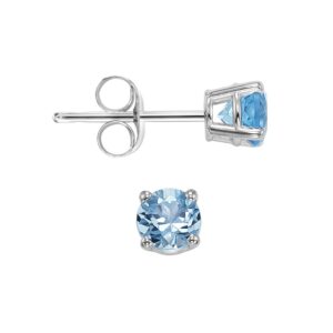 WHITE GOLD BLUE TOPAZ STUD EARRINGS EBR40-4W