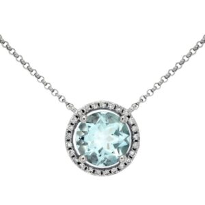 WHITE GOLD AQUAMARINE & DIAMOND NECKLACE WC6135Q