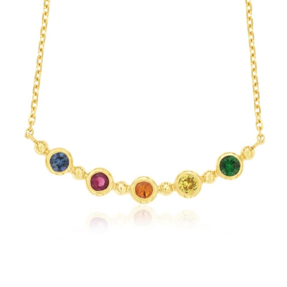 YELLOW GOLD MIXED SAPPHIRE NECKLACE H2942M