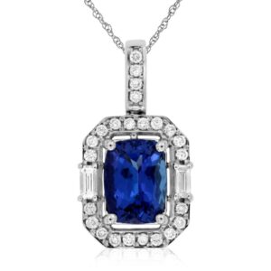 WHITE GOLD TANZANITE & DIAMOND PENDANT WC7895Z