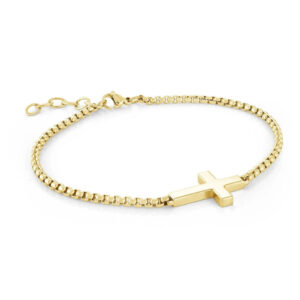 ITALGEM STEEL SIDEWAYS CROSS ROUND BOX BRACELET SMB546