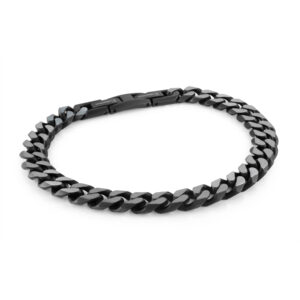 ITALGEM STEEL BLACK-IP MATTE CURB LINK BRACELET SMB685