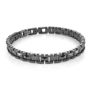 ITALGEM STEEL GUN-IP BLACK CERAMIC BRACELET SMB820