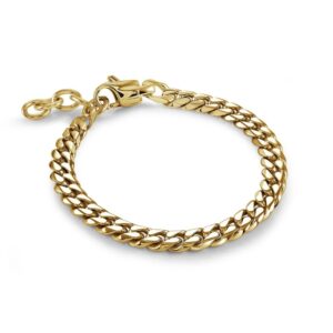 ITALGEM STEEL GOLD-IP CURB BRACELET SYN40-8