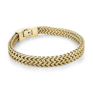 ITALGEM STEEL GOLD-IP FLAT FRANCO BRACELET SMB789-GO-8.5