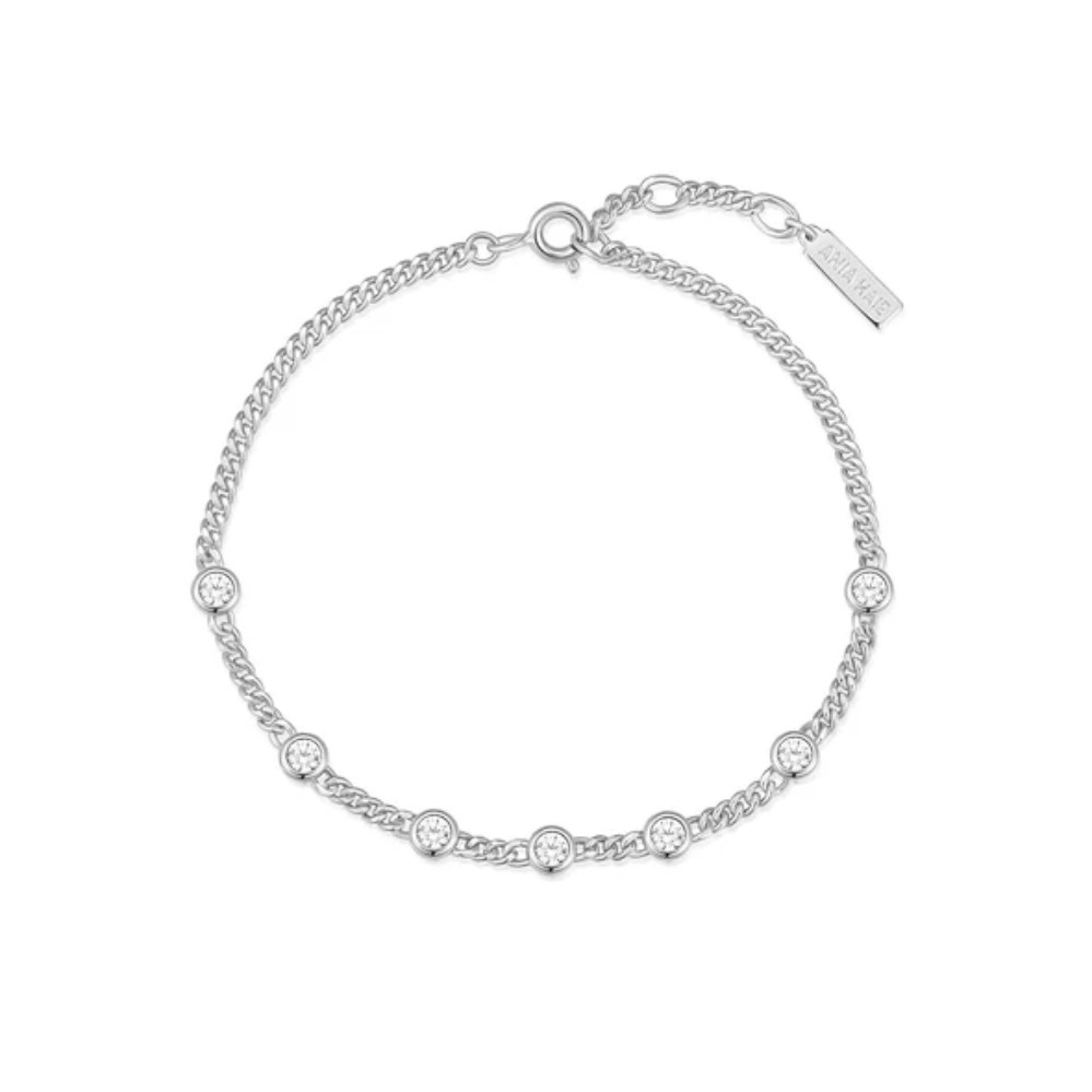ANIA HAIE SILVER MULTI STATION ROUND STONE CHAIN BRACELET B066-05H