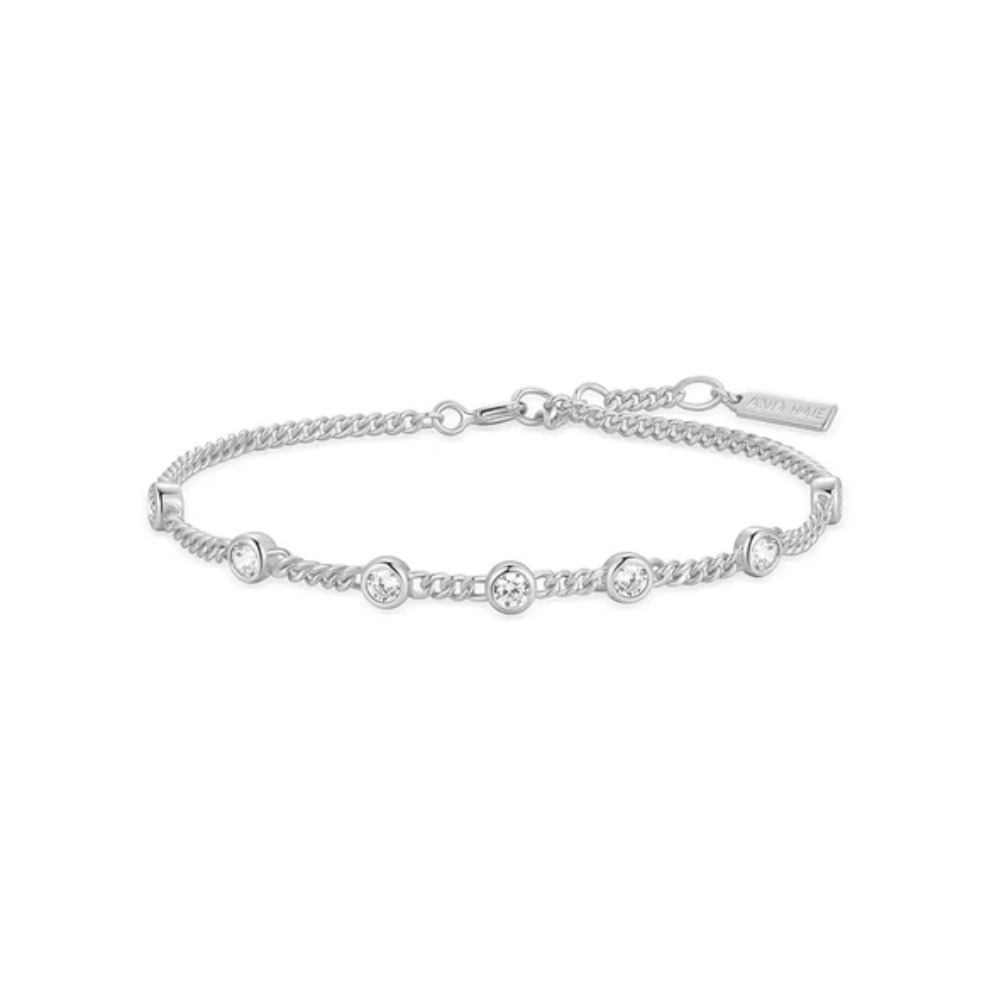 ANIA HAIE SILVER MULTI STATION ROUND STONE CHAIN BRACELET B066-05H