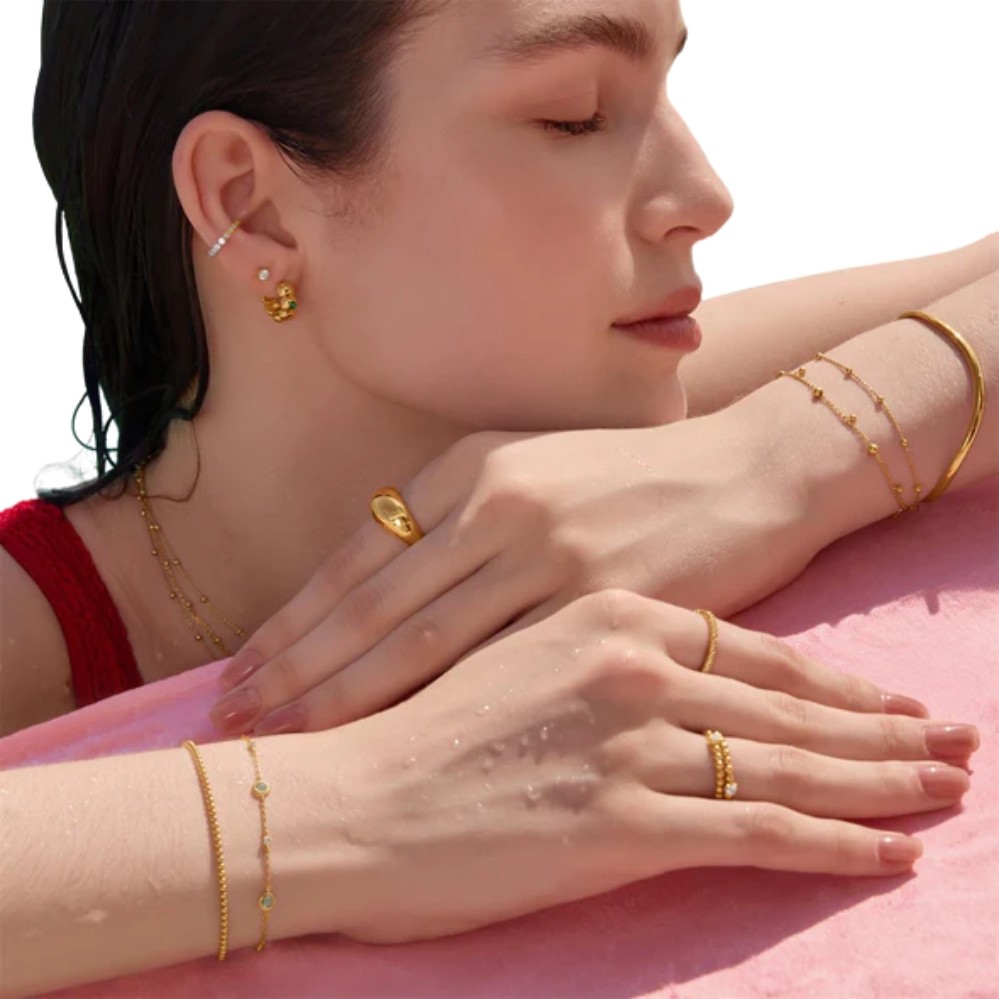 ANIA HAIE GOLD MINT GREEN STATION BRACELET B073-06G