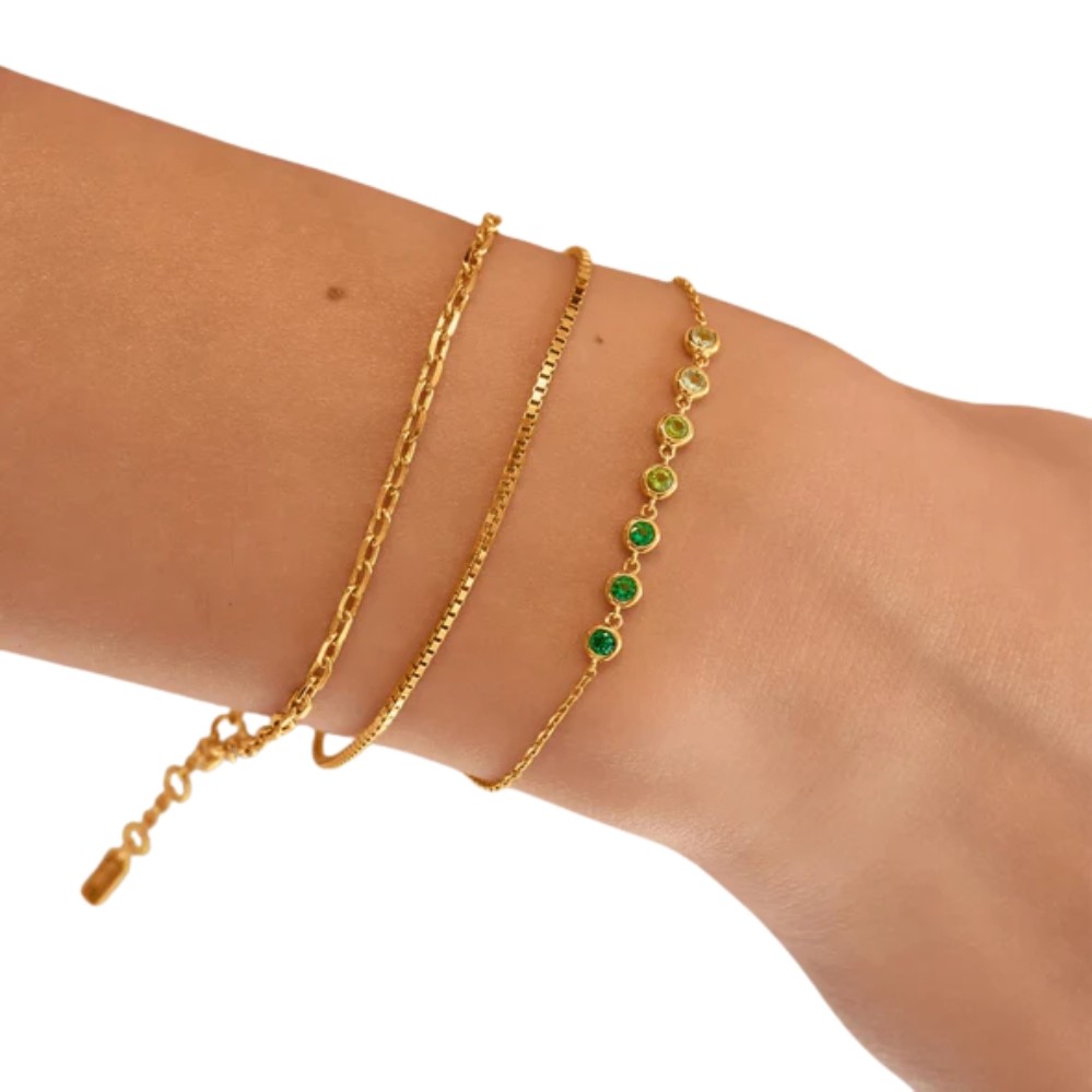 ANIA HAIE GOLD GREEN STATION BRACELET B073-04G