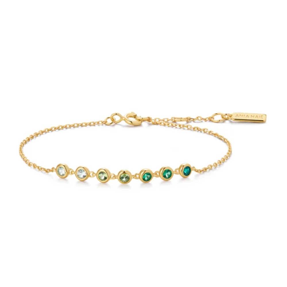 ANIA HAIE GOLD GREEN STATION BRACELET B073-04G