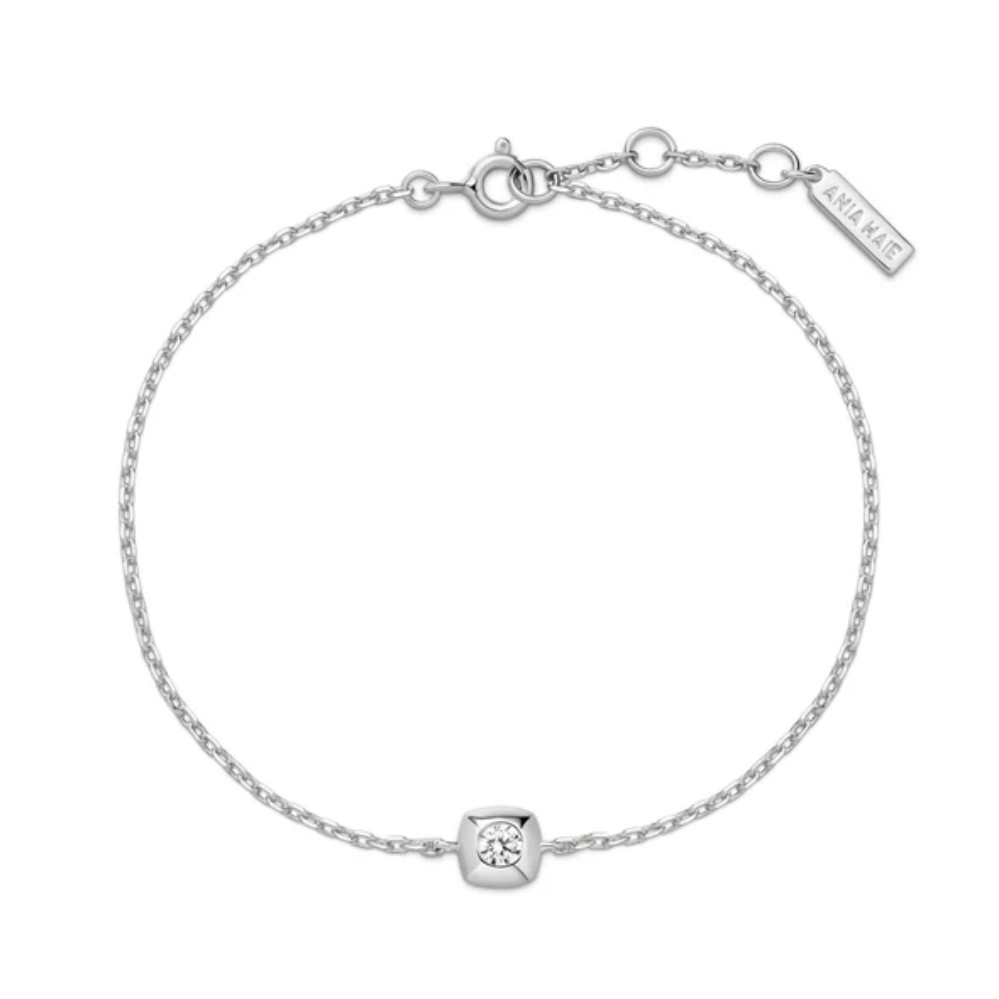 ANIA HAIE SILVER MODERN BEZEL-SET SOLITAIRE BRACELET B072-01H