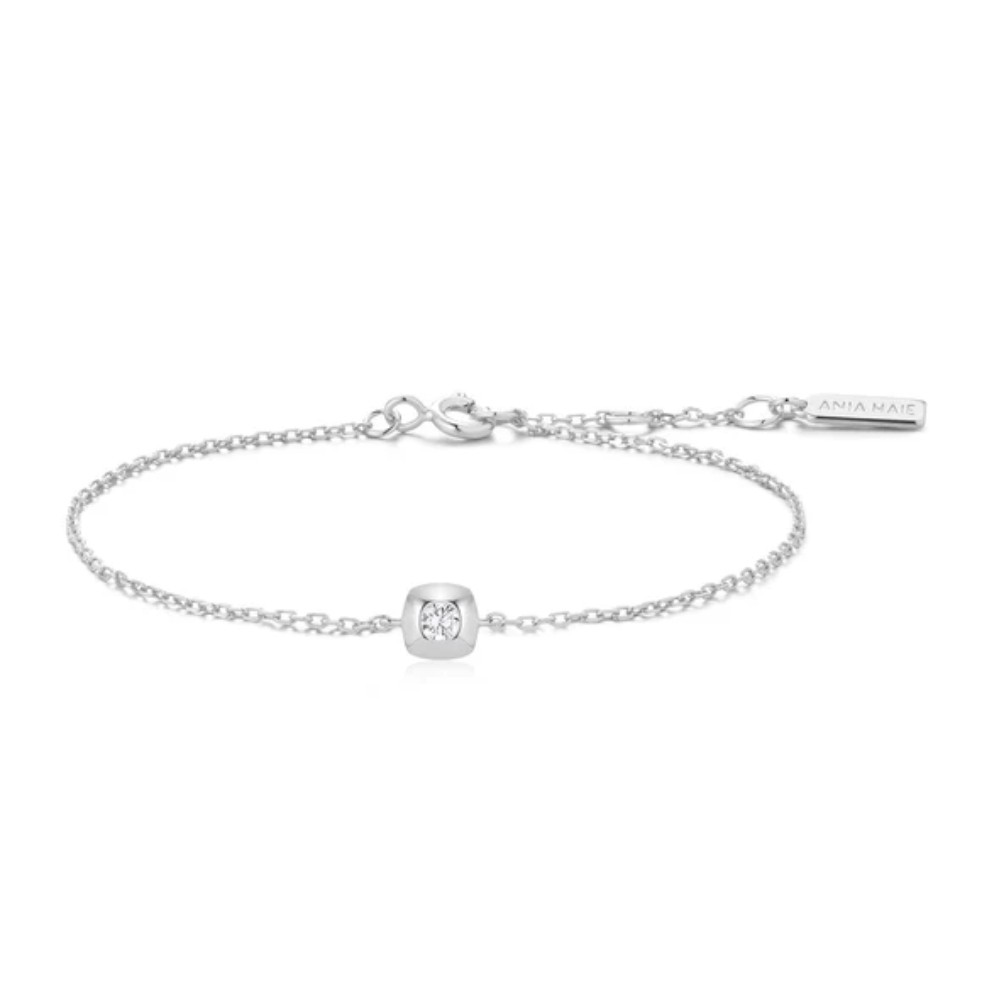 ANIA HAIE SILVER MODERN BEZEL-SET SOLITAIRE BRACELET B072-01H