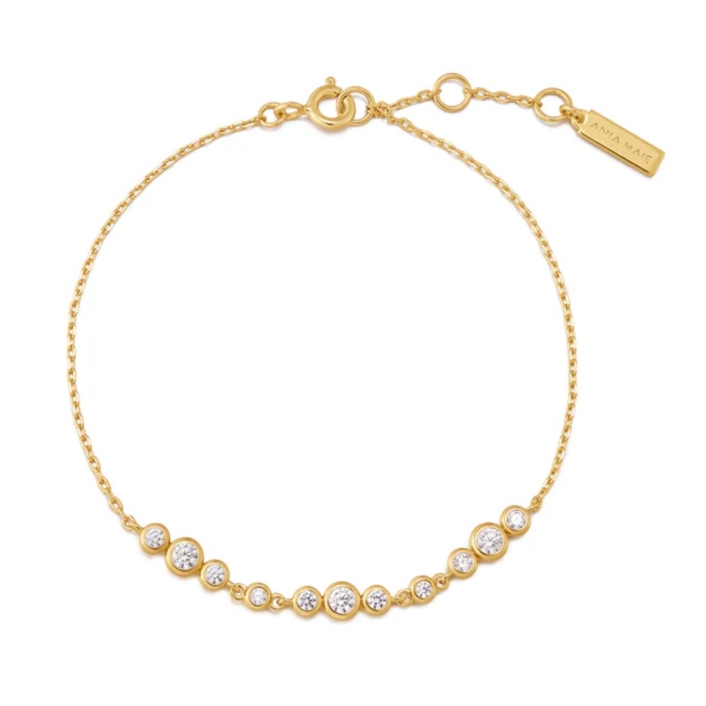 ANIA HAIE GOLD GRADUATED BEZEL-SET TRIOS BRACELET B075-06G