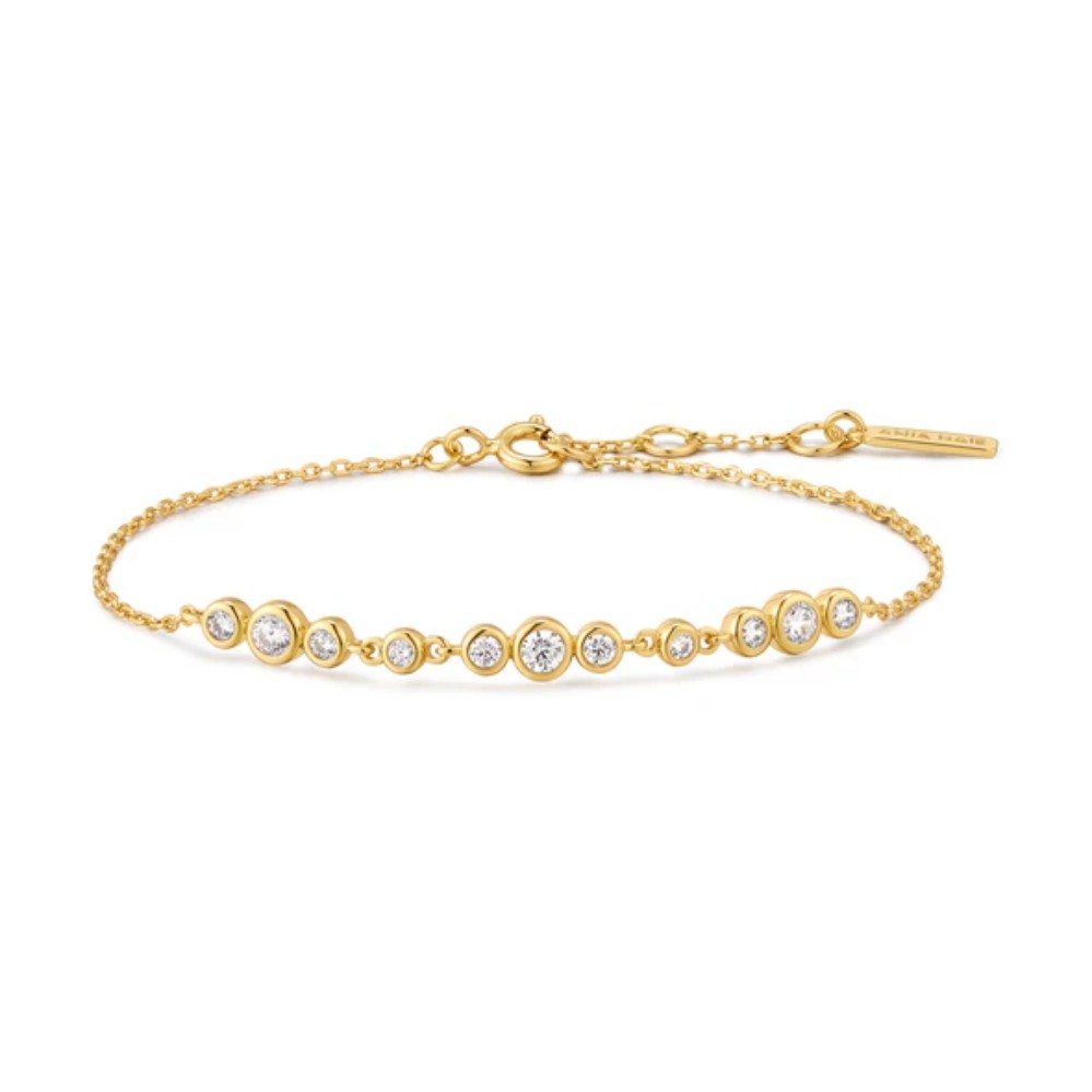 ANIA HAIE GOLD GRADUATED BEZEL-SET TRIOS BRACELET B075-06G