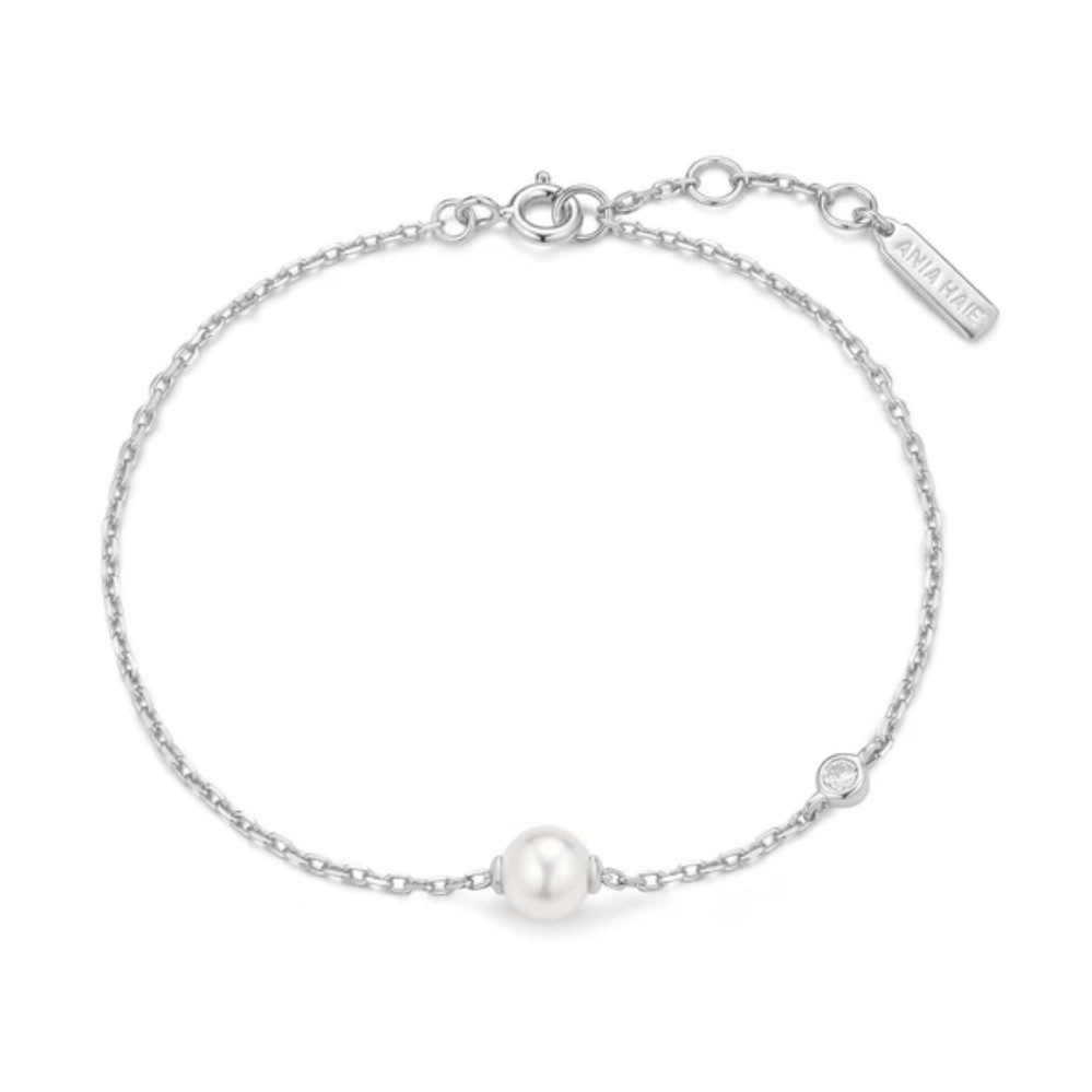 ANIA HAIE SILVER SHELL PEARL & BEZEL-SET SPARKLE BRACELET B075-01H