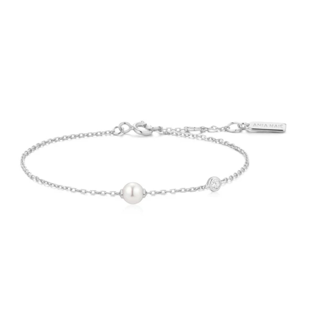ANIA HAIE SILVER SHELL PEARL & BEZEL-SET SPARKLE BRACELET B075-01H