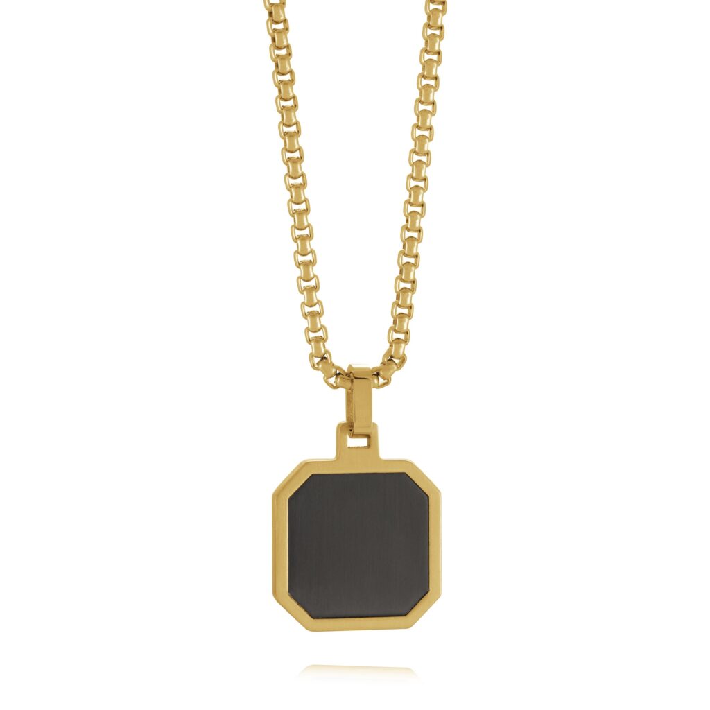 ITALGEM STEEL OCTAGON PENDANT SP319-GO