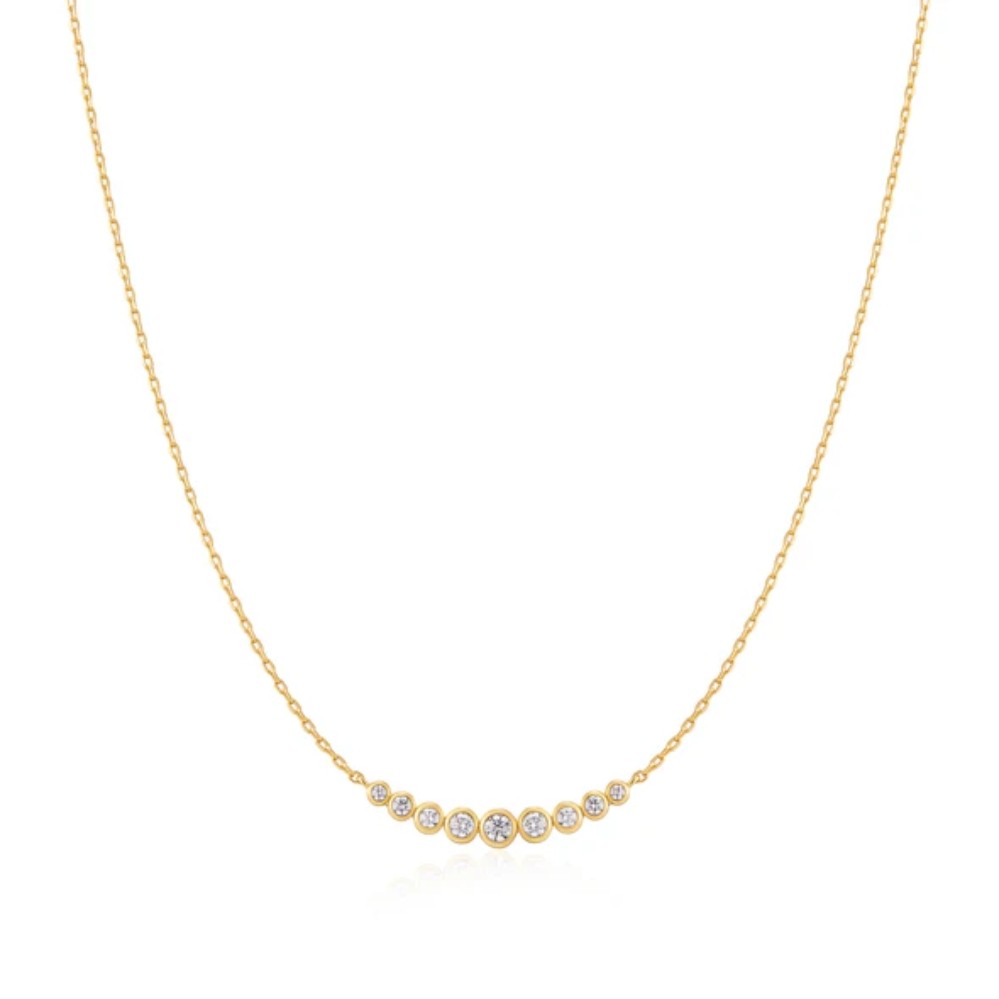 ANIA HAIE GOLD GRADUATED BEZEL-SET NECKLACE N075-08G