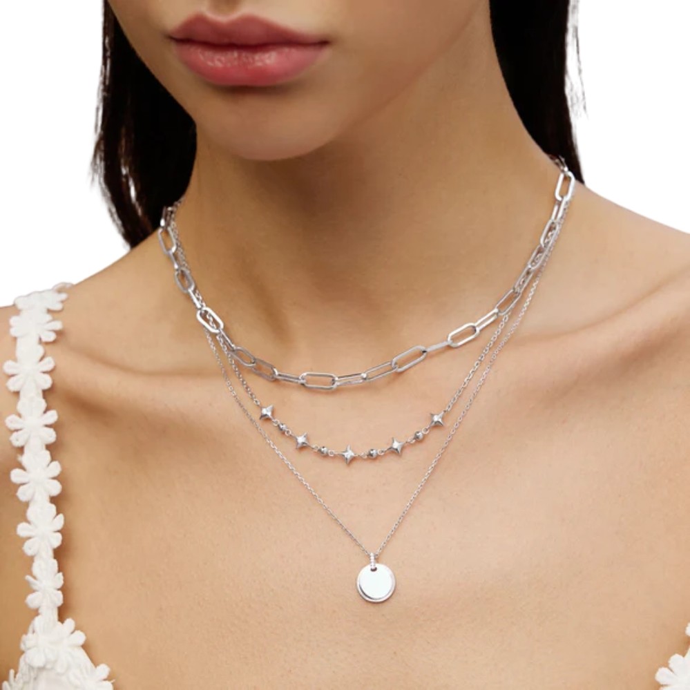 ANIA HAIE SILVER SPARKLING STAR STATION NECKLACE N064-04H