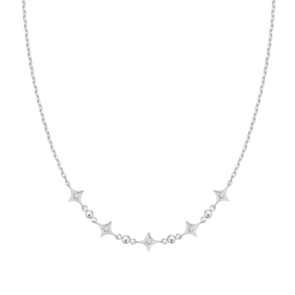 ANIA HAIE SILVER SPARKLING STAR STATION NECKLACE N064-04H