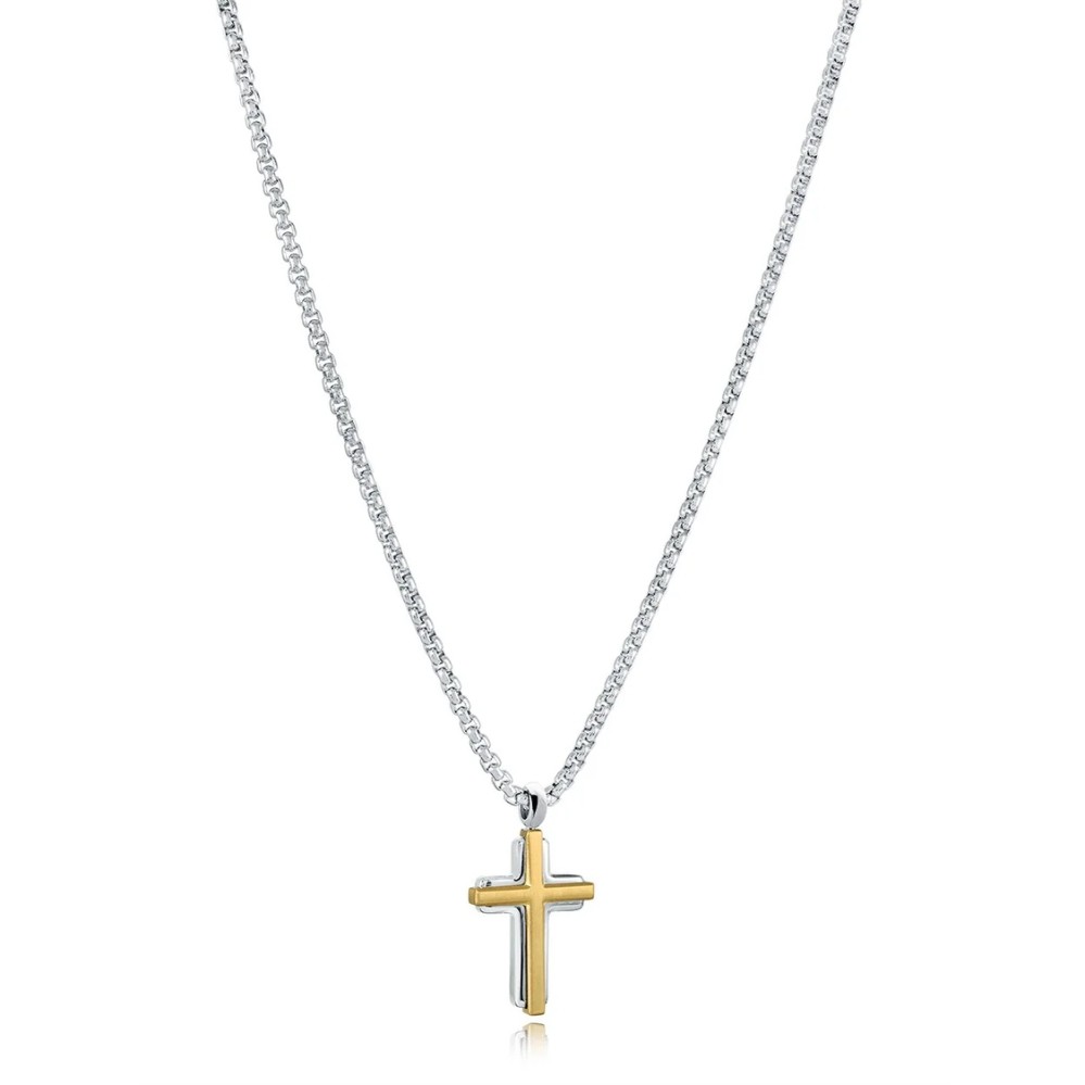 ITALGEM STEEL GOLD IP MINI CROSS-IN-CROSS NECKLACE SC252-WY