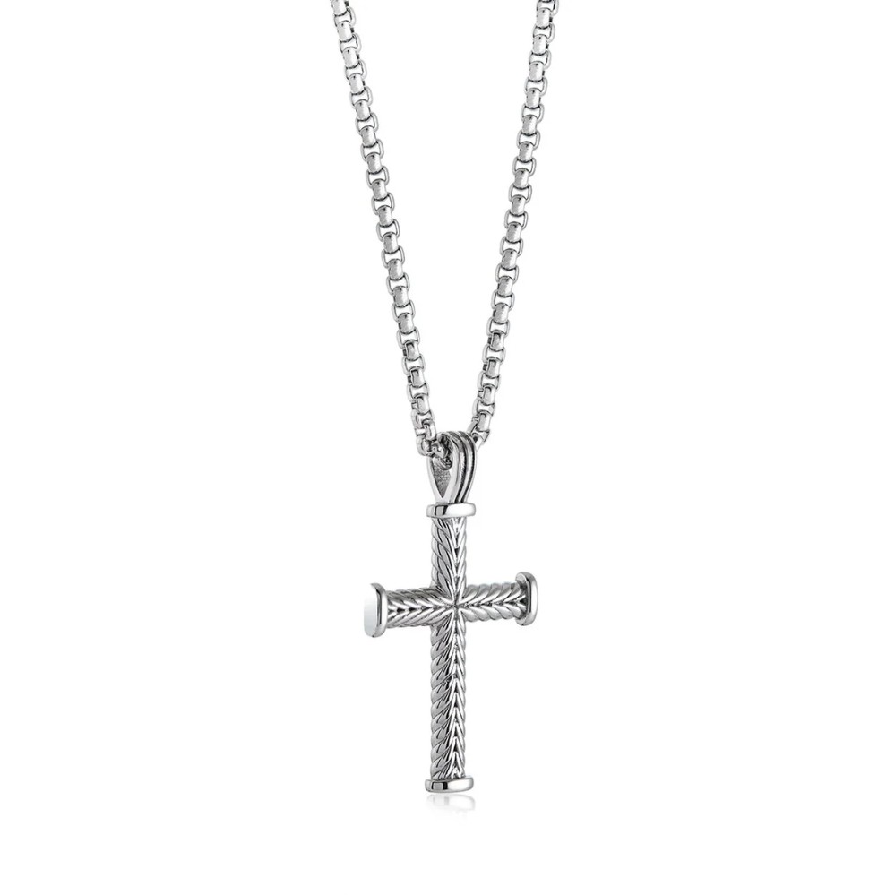 ITALGEM STEEL MICRO WAVE-CROSS NECKLACE SC283