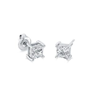 ITALGEM STEEL WHITE-CZ SQUARE STUD EARRINGS SEA497