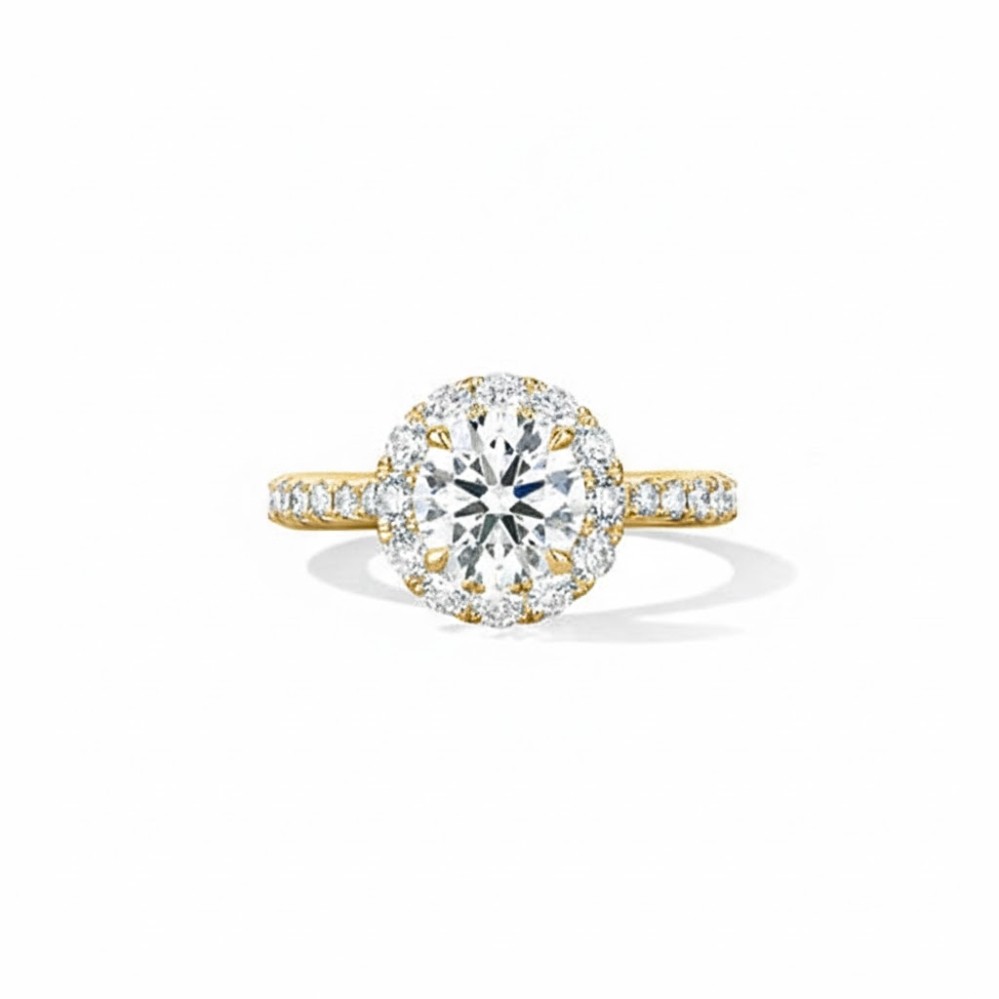 HEARTS ON FIRE VELA HALO RING WITH DIAMOND BAND UU26418YIV20306500