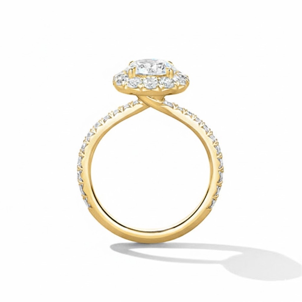 HEARTS ON FIRE VELA HALO RING WITH DIAMOND BAND UU26418YIV20306500