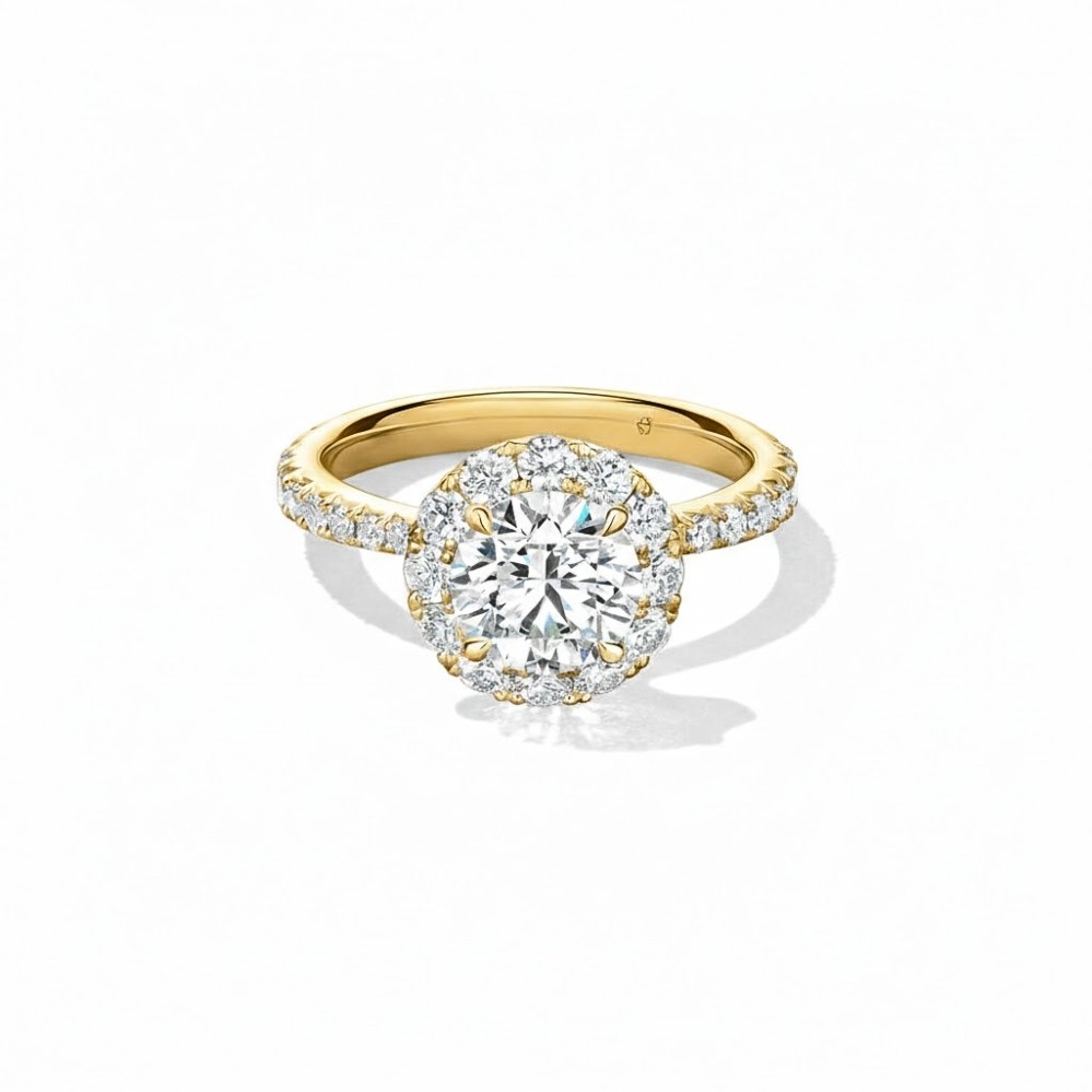 HEARTS ON FIRE VELA HALO RING WITH DIAMOND BAND UU26418YIV20306500