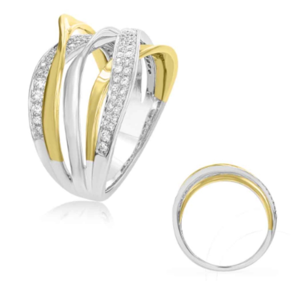 WHITE & YELLOW GOLD DIAMOND RING D4484YW