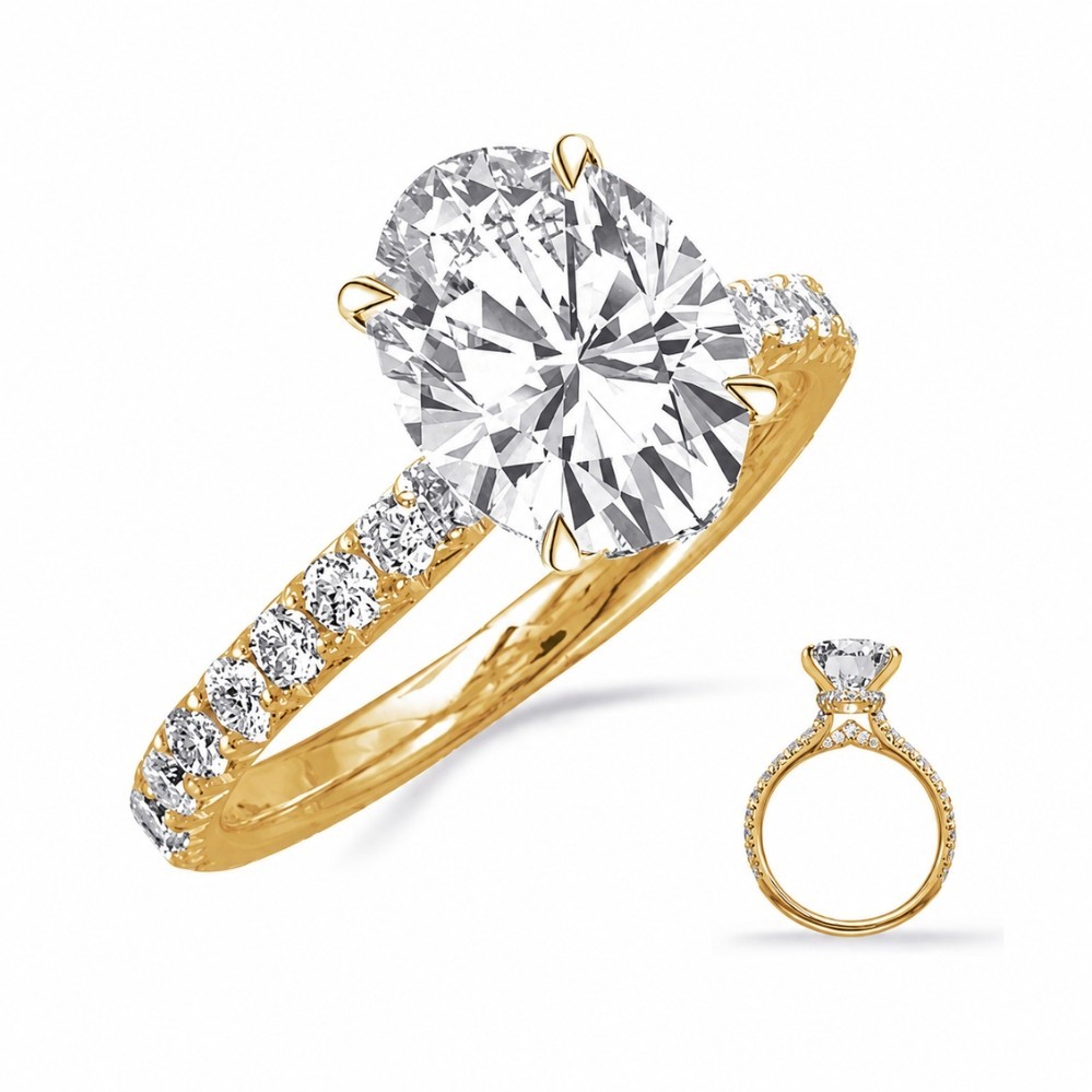YELLOW GOLD DIAMOND SEMI-MOUNT EN8445-9X7OVYG
