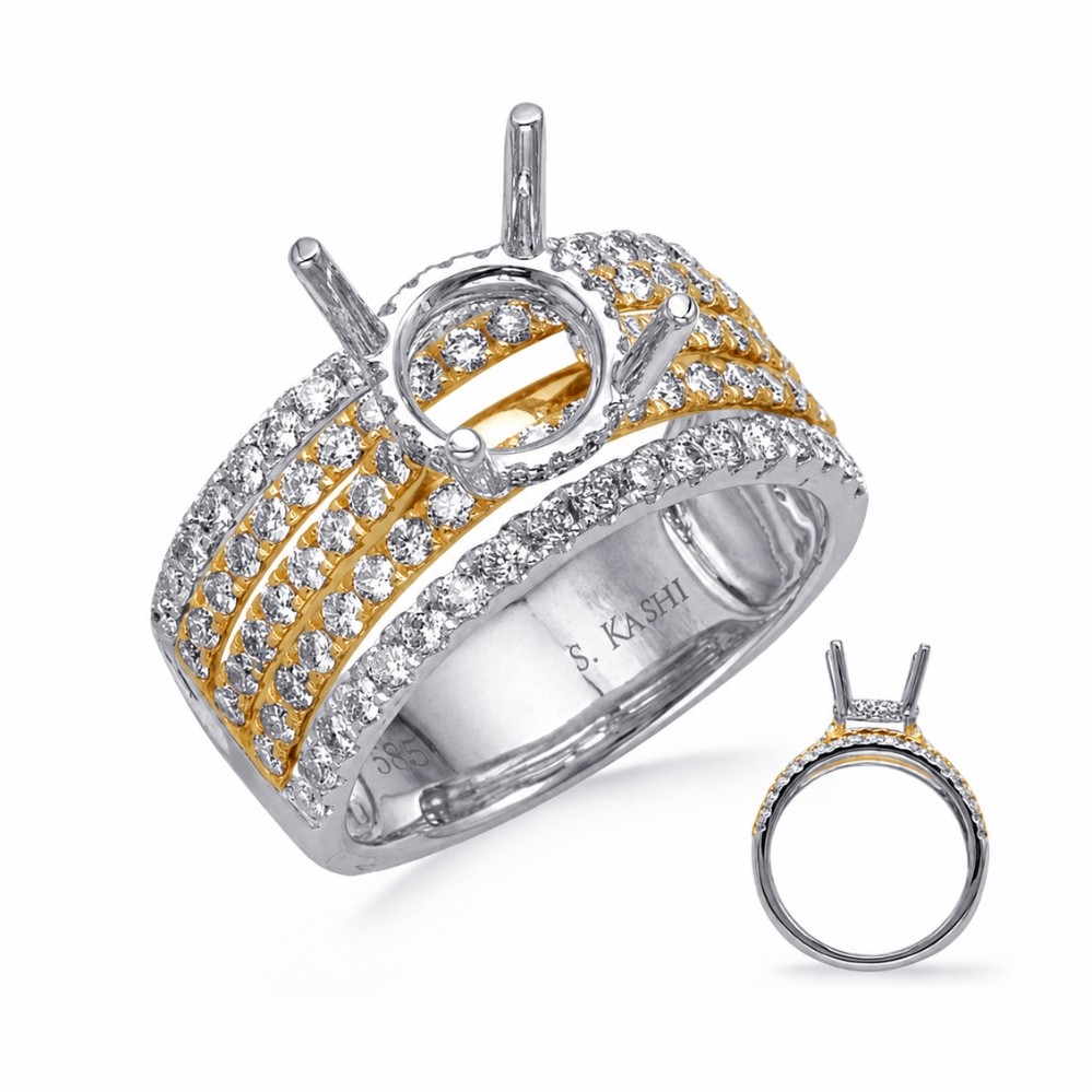 WHITE & YELLOW GOLD DIAMOND SEMI-MOUNT EN8305-2YW