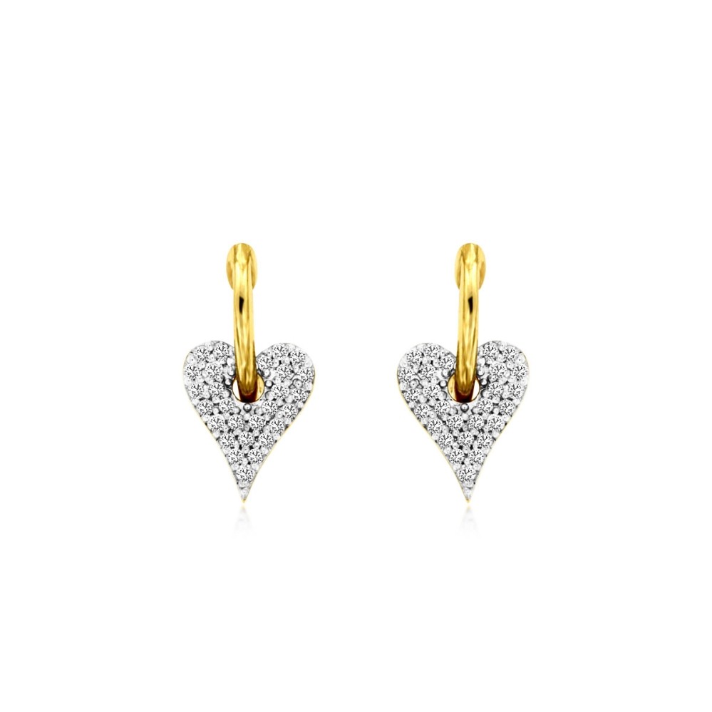 YELLOW GOLD DIAMOND HEART EARRINGS H1966D