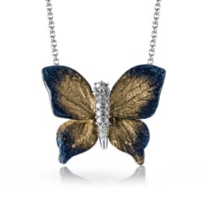 SIMON G. 18K MONARCH BUTTERFLY DIAMOND PENDANT NECKLACE DP229