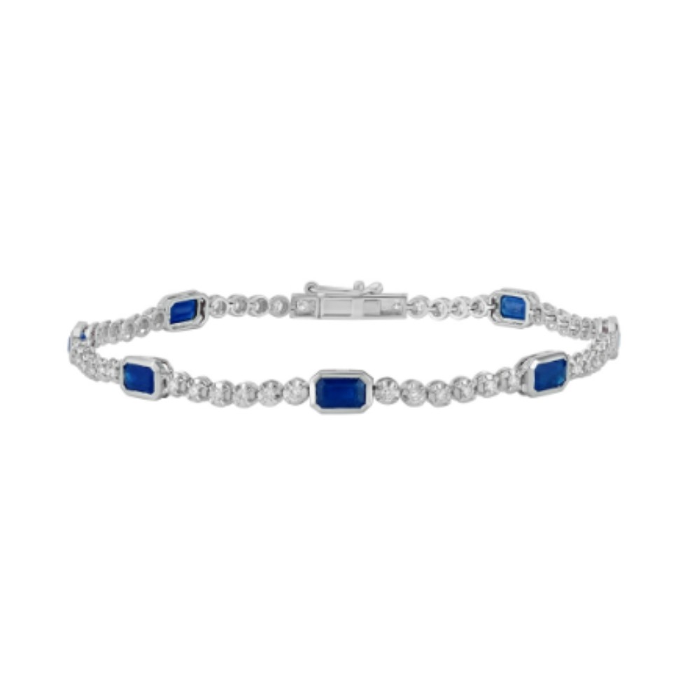 WHITE GOLD SAPPHIRE & DIAMOND BRACELET B4536-SWG
