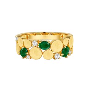 YELLOW GOLD EMERALD & DIAMOND RING C8338-EYG