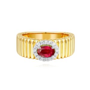 YELLOW GOLD RUBY & DIAMOND RING C8348-RYG